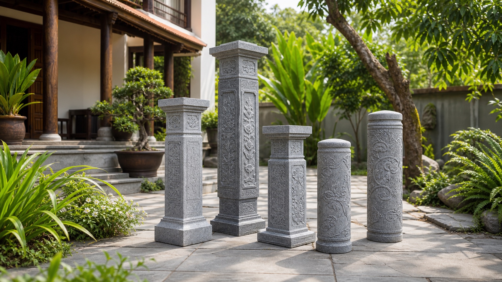 Trụ Điện Đá Sân Vườn 80cm